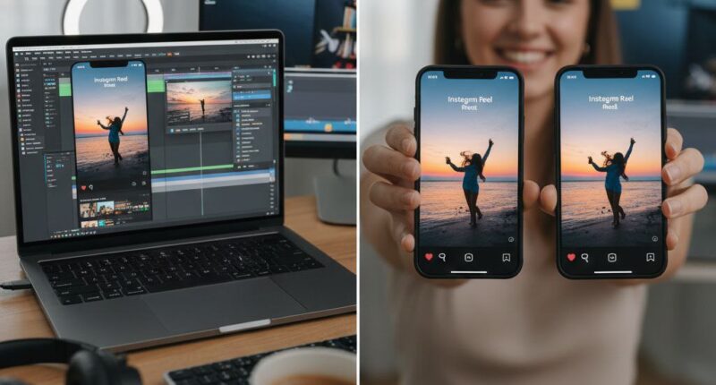 A professional comparison showing blurry vs crystal clear Instagram Reels quality after using pro export settings.