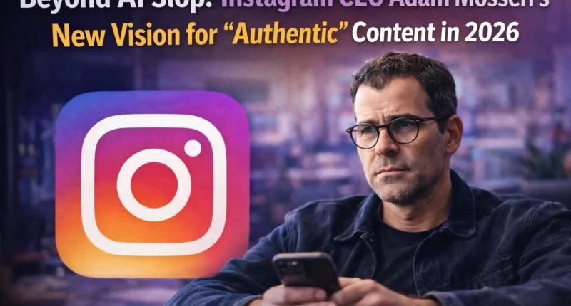 Adam Mosseri's 2026 vision for Instagram focusing on authentic, raw content and moving away from polished AI-generated slop.