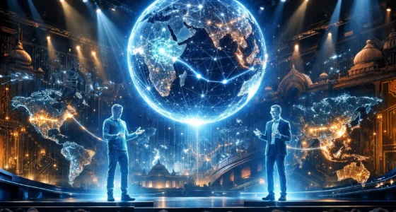 Sam Altman and Sundar Pichai discussing Sovereign AI at the India AI Impact Summit 2026 in New Delhi.