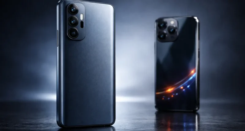 Two high-end smartphones from 2026 side-by-side, showcasing thin bezels and premium builds to compare mid-range and flagship models.